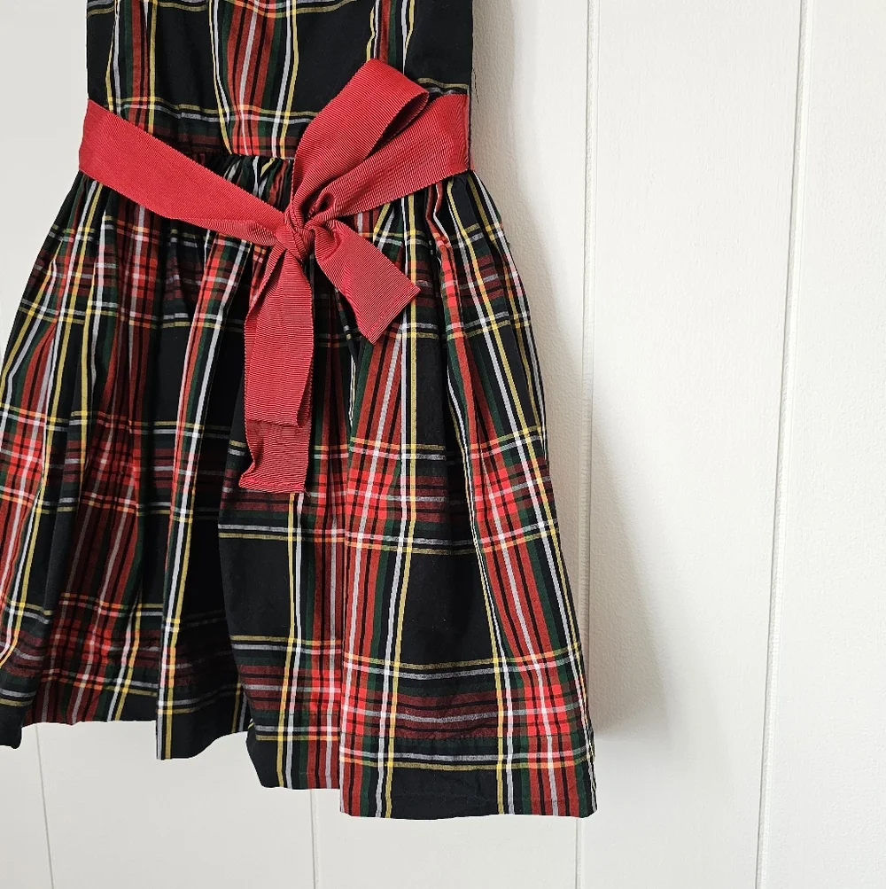 J Crew Crewcuts Black Plaid Dress with Red Accent Belt